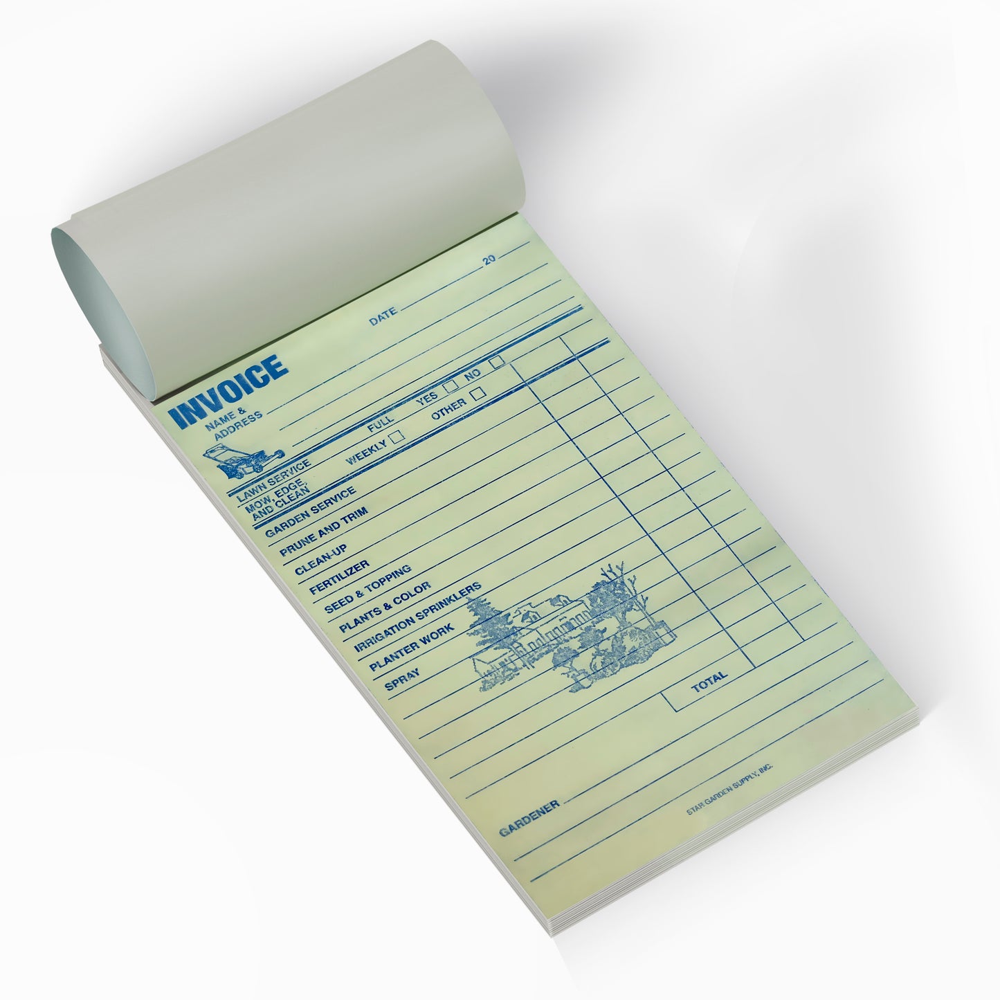 Star Garden Receipt Book for Gardening Services – 100 Pages Invoice Book for Small Business with Yellow Copy Page and White Page – Carbonless Small Notepad Receipt Paper with Easy to Fill Table