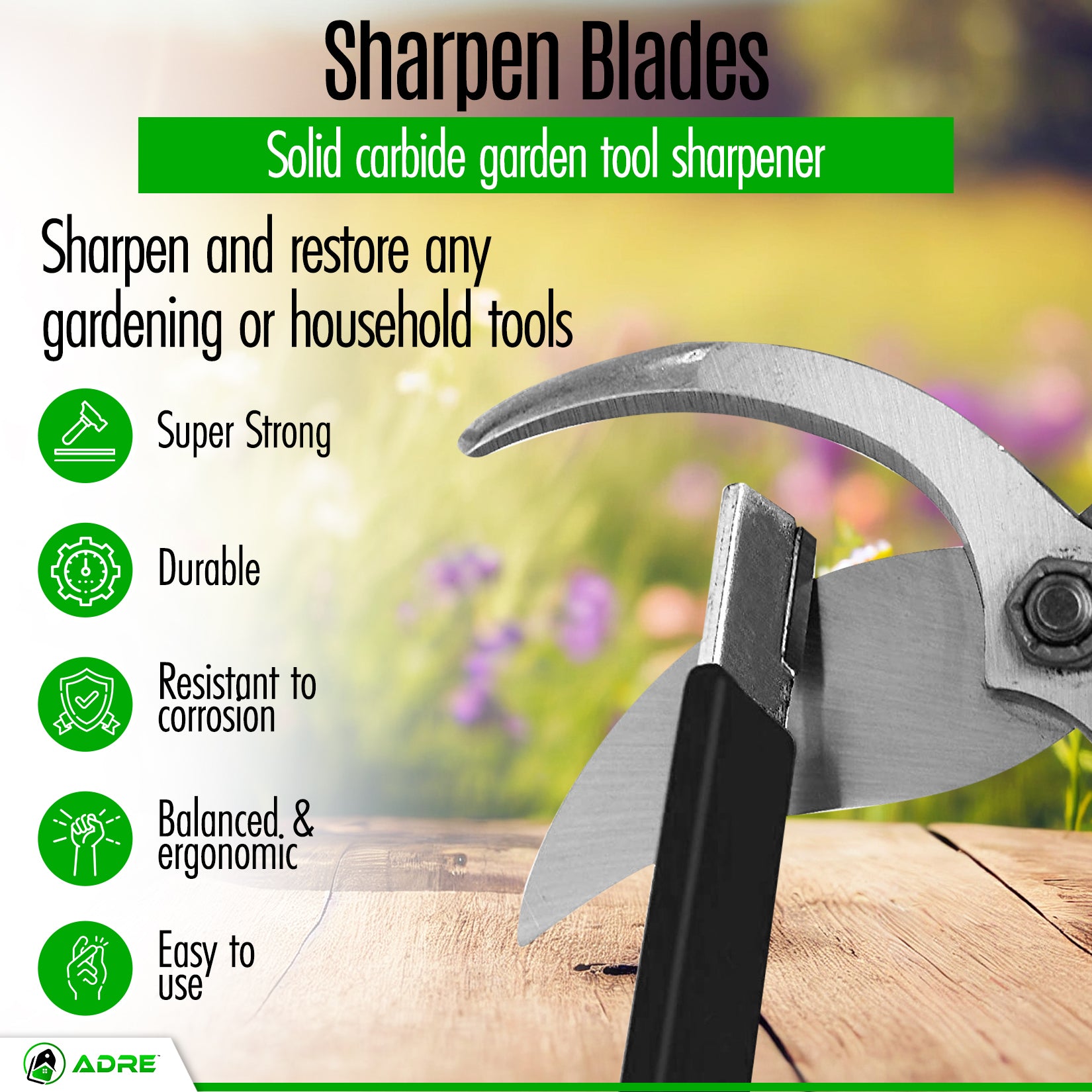 garden scissors sharpener Adre Garden Tool Blade Cultivator Sharpener – Professional Carbide Kni – ADRE